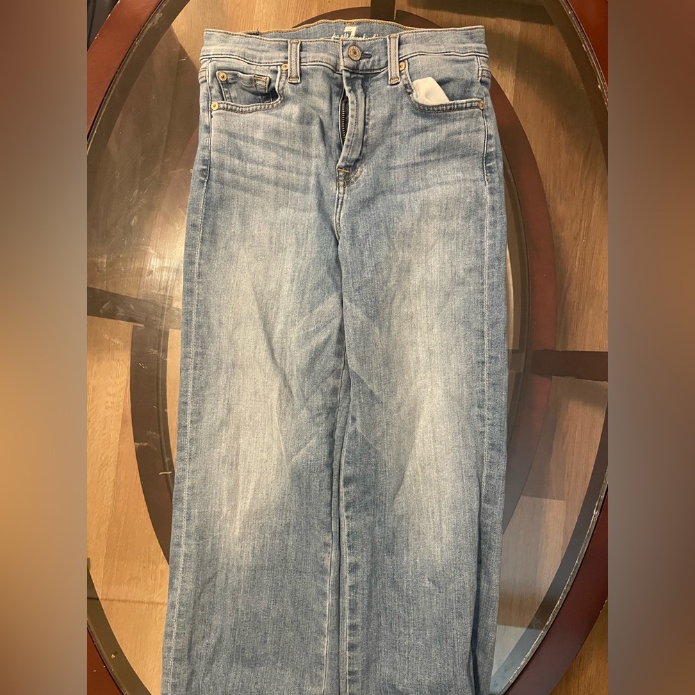 For All Man Kind Cropped Wide Leg Classic Blue Women's Jeans